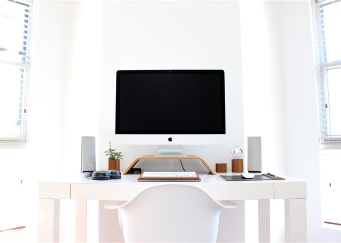 Detail of a well-appointed workspace lounge corner